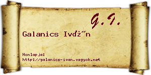 Galanics Iván névjegykártya